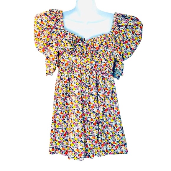 For Love & Lemons Libby Floral Mini Dress Vintage Inspired Women's Size Medium - Picture 5 of 11